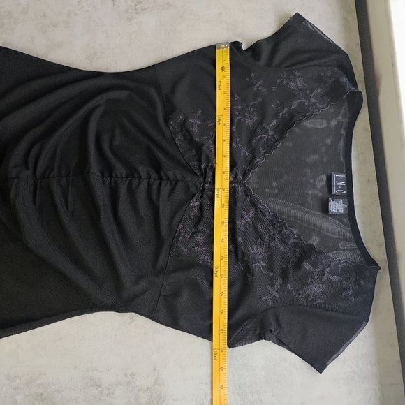 INC Y2K Sheer Mesh Lace Top Womens Medium Black Whimsigoth Witchy Embroidered - Picture 8 of 9